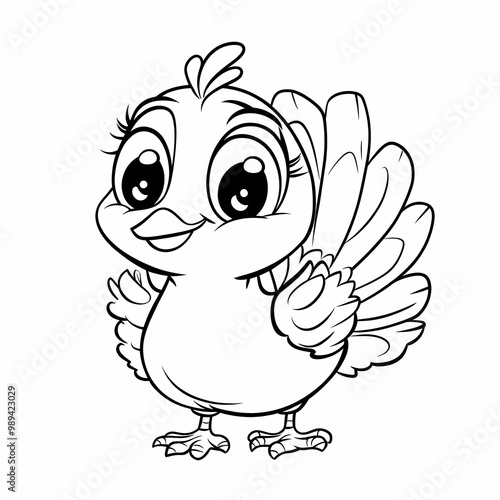 Cute Cartoon Bird Illustration with Big Eyes