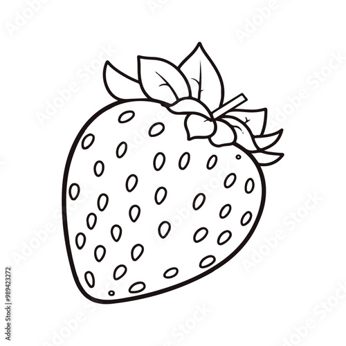  vector of coloring page of strawberry