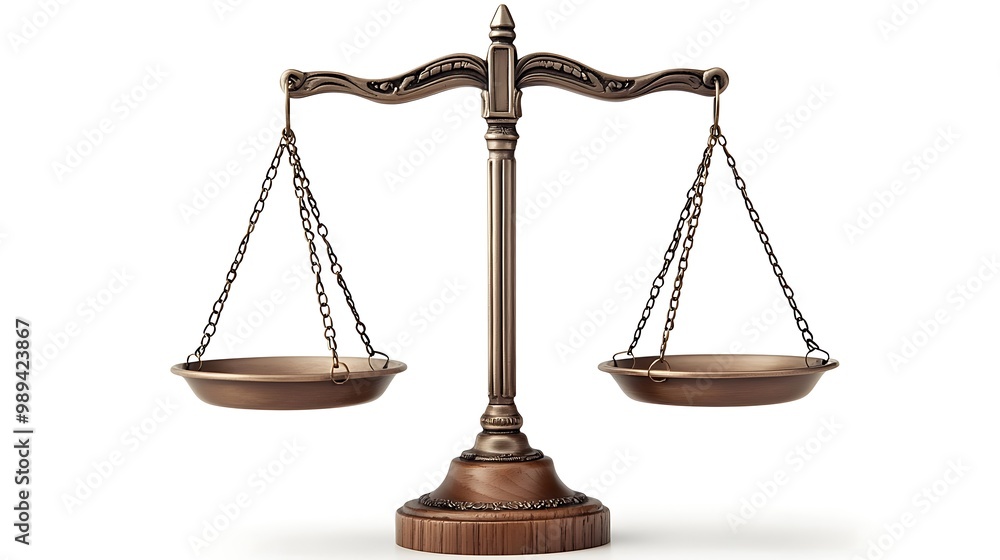 Balance of Justice - Iconic Law Scales on White Background Balance of Justice - Iconic Law Scales on White Background