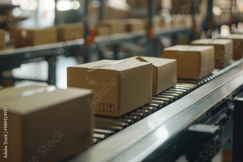 Wallpaper Mural A conveyor belt with boxes on it Torontodigital.ca