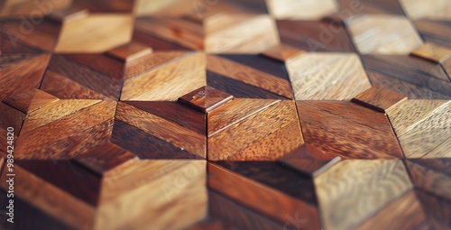 Geometric Wooden Pattern with Chevron and Triangles