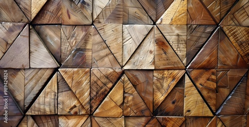 Geometric Wooden Triangles Pattern photo