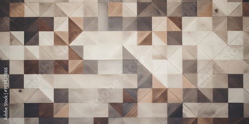 Geometric Wood Pattern with Triangles and Squares