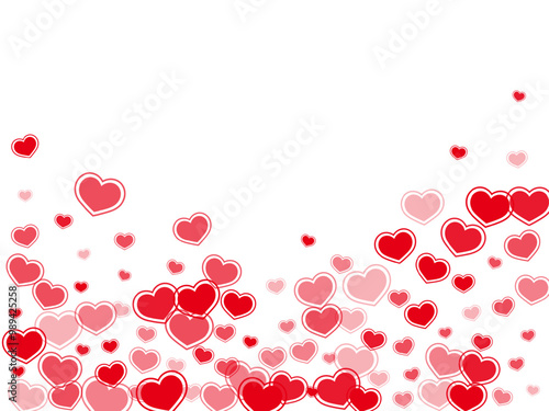 Simple red hearts confetti valentine background. Modern February 14 backdrop....