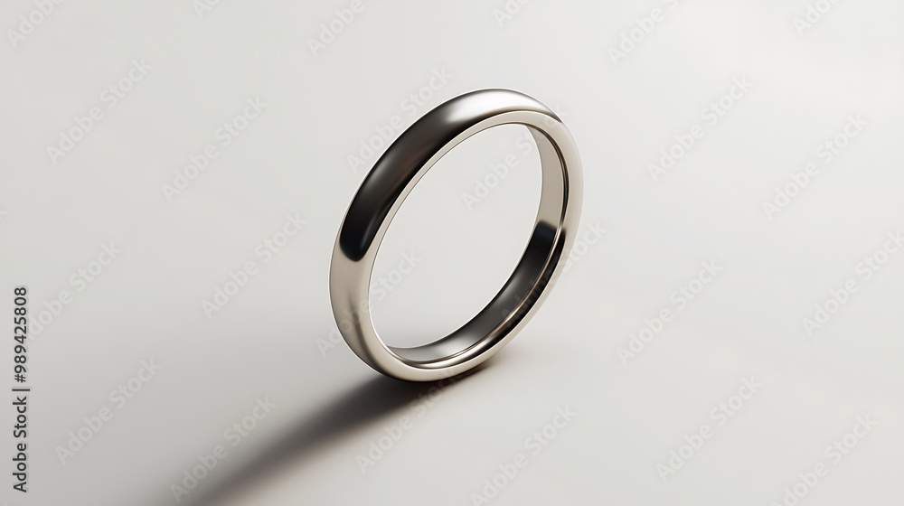 Elegant Wedding Ring Icon in Minimalist White Space with Soft Shadows Elegant Wedding Ring Icon in Minimalist White Space with Soft Shadows
