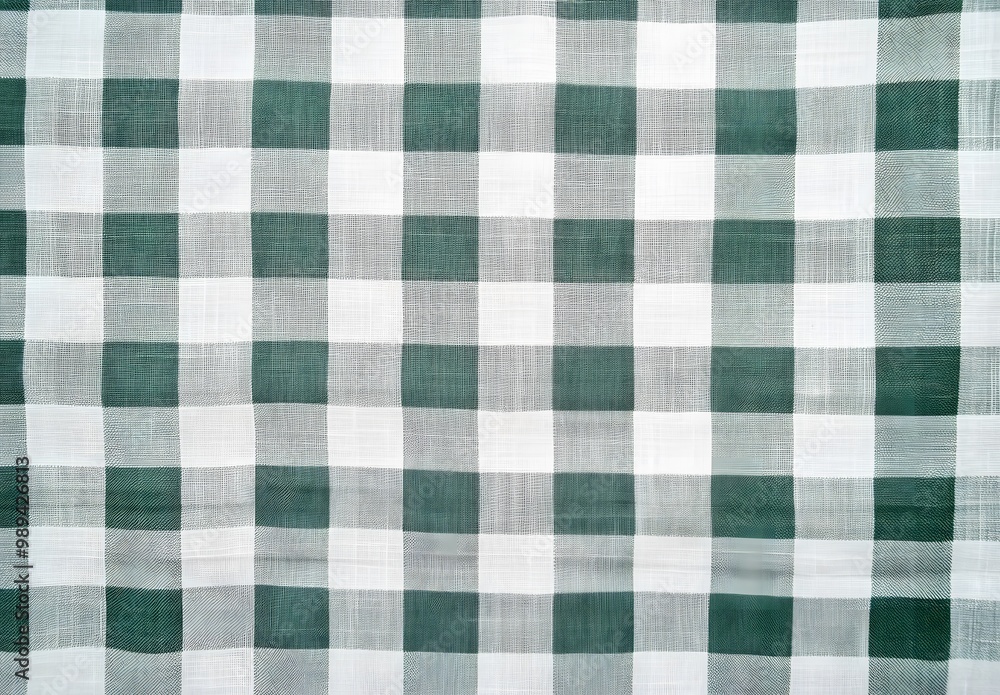 Green and White Gingham Fabric Texture Background Green and White Gingham Fabric Texture Background