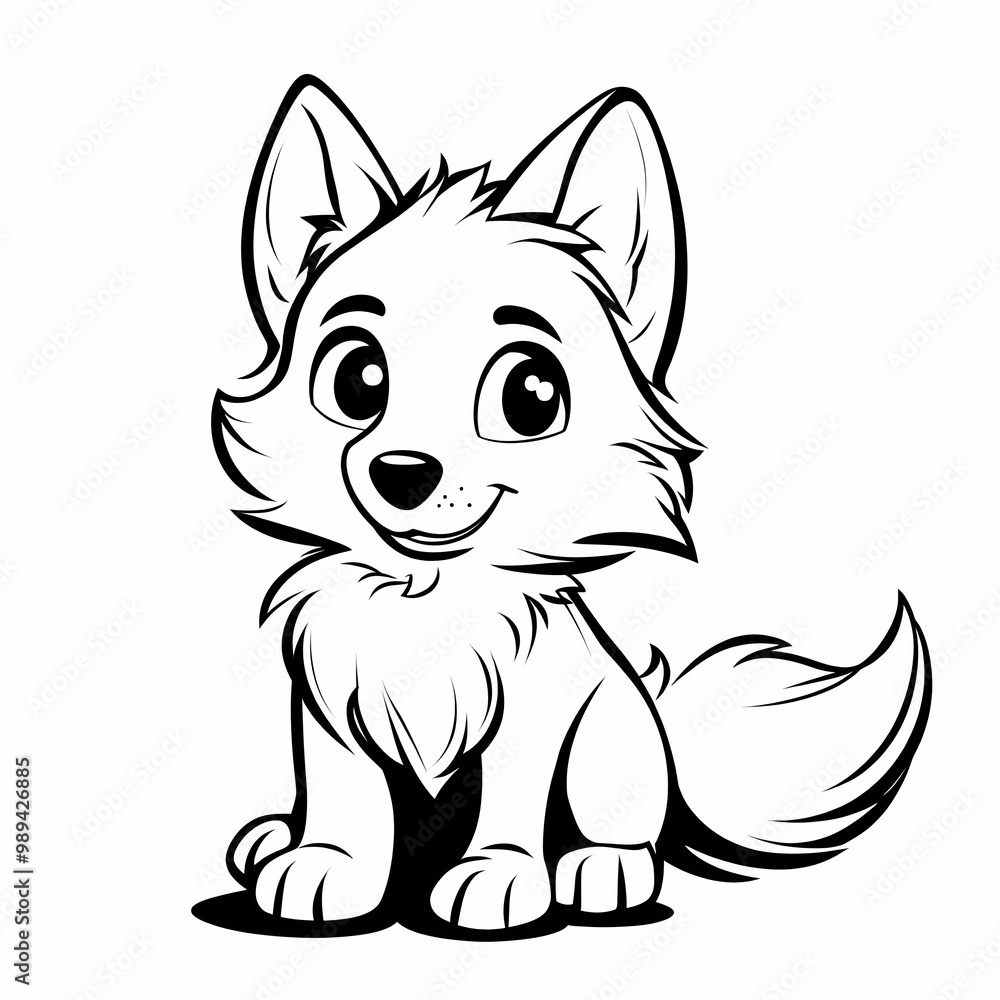 Cute Cartoon Sitting Wolf Illustration Cute Cartoon Sitting Wolf Illustration