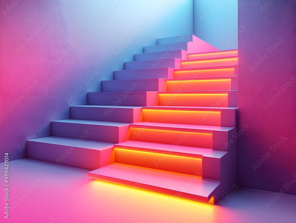 Vibrant Abstract Geometric Stairs with Smooth Gradients Vibrant Abstract Geometric Stairs with Smooth Gradients