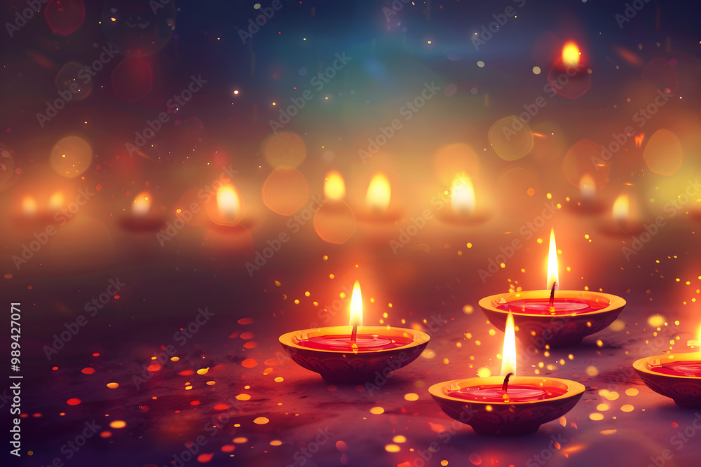 Burning diya candles for Diwali festival on background. Burning diya candles for Diwali festival on background.