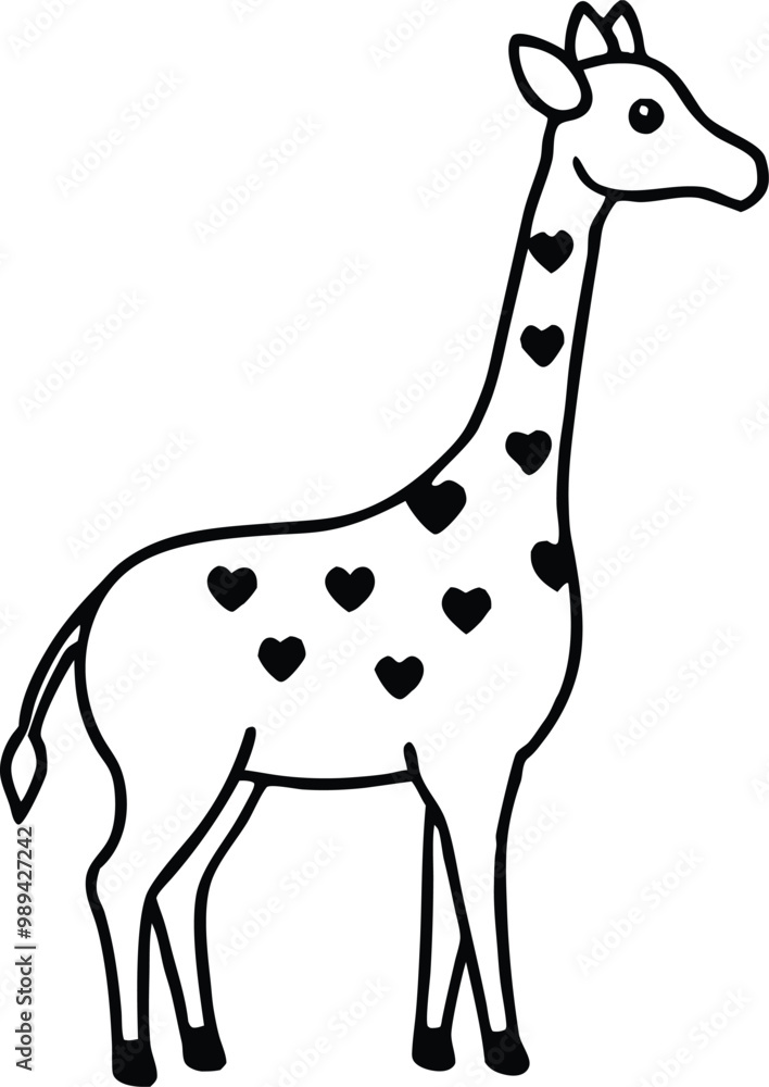 Creative Vector of a Giraffe with Heart Shaped Spots Perfect for Animal Art
Creative Vector of a Giraffe with Heart Shaped Spots Perfect for Animal Art