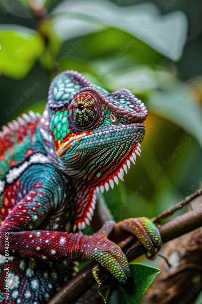 Vibrant Chameleon Blending into Lush Rainforest - Nature Wildlife Photography for Posters and Prints Vibrant Chameleon Blending into Lush Rainforest - Nature Wildlife Photography for Posters and Prints