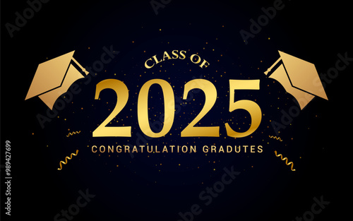 Class of 2025 golden modern banner design.