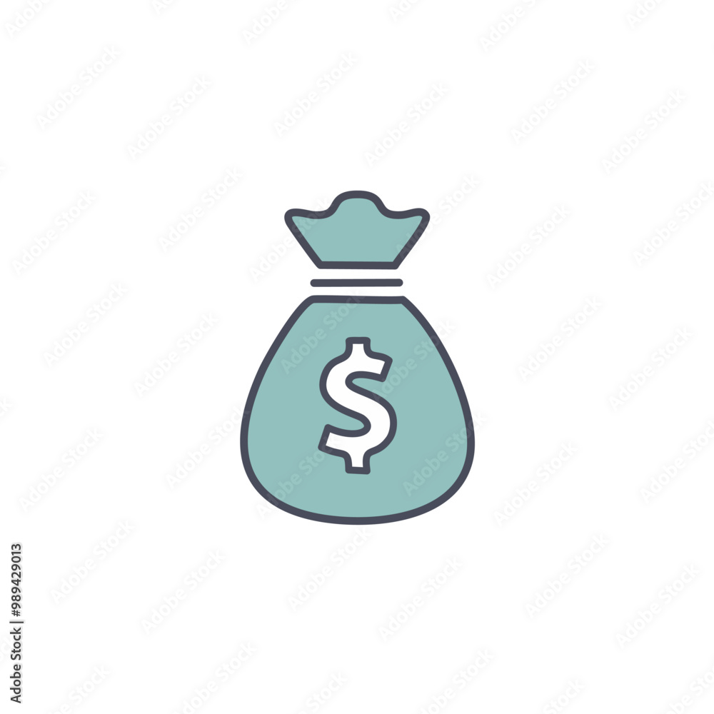 Abstract bag filled with money vector art illustration icon design. Icon concept design. Abstract bag filled with money vector art illustration icon design. Icon concept design.