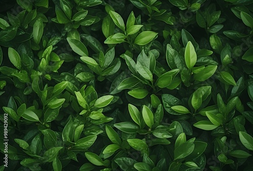 Lush Green Tea Plant Foliage Texture Background