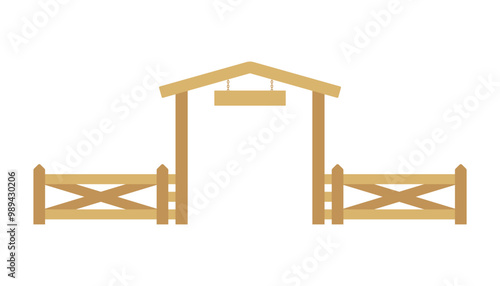 Fence and gate icon. Fencing. Colored silhouette. Front view. Vector simple flat graphic illustration. Isolated object on white background. Isolate.