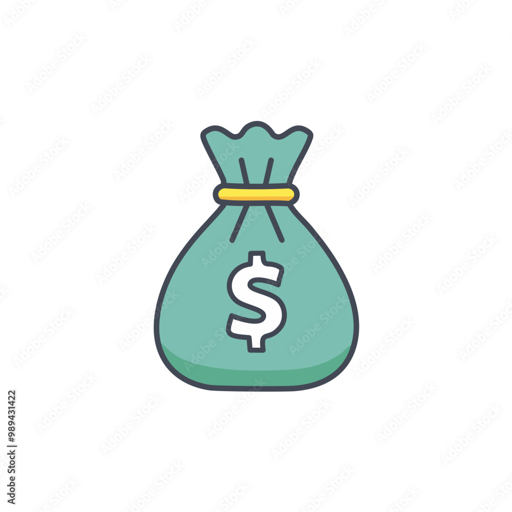Abstract bag filled with money vector art illustration icon design. Icon concept design. Abstract bag filled with money vector art illustration icon design. Icon concept design.