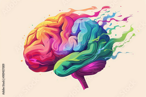 Colorful creative human brain. Cartoon style.



