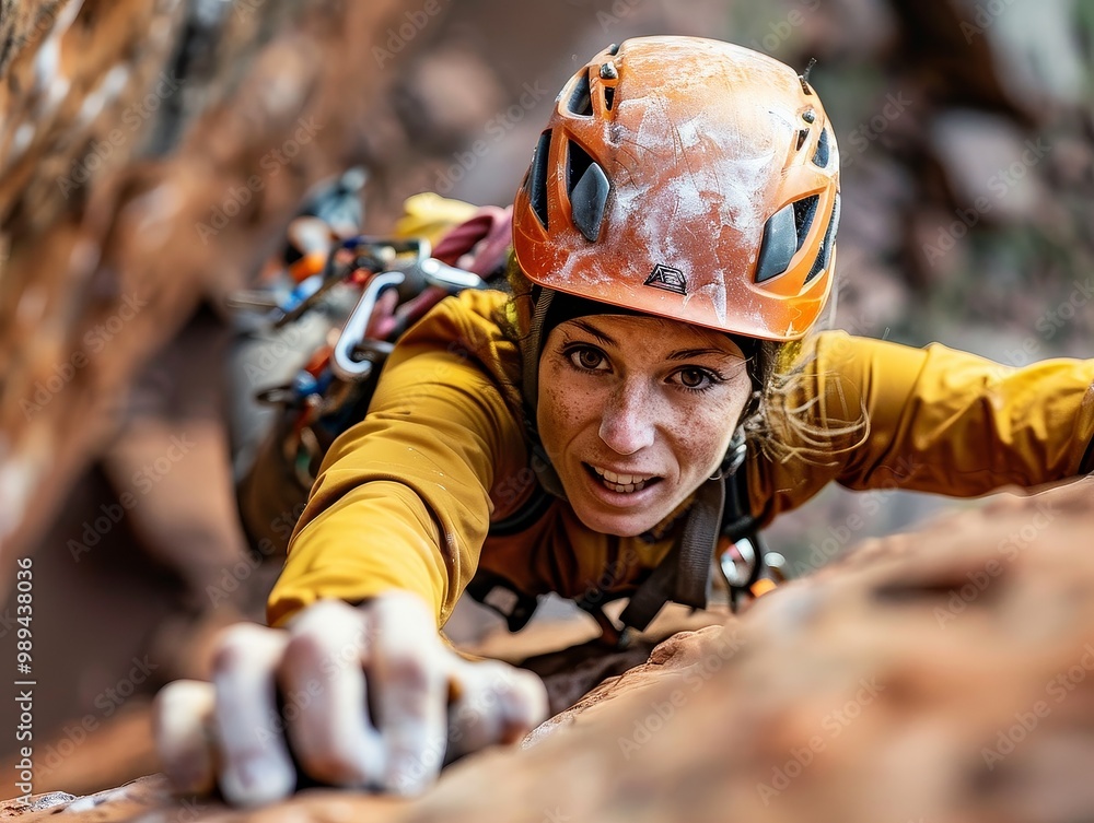 Climber's Determination on a Challenging Ascent Climber's Determination on a Challenging Ascent
