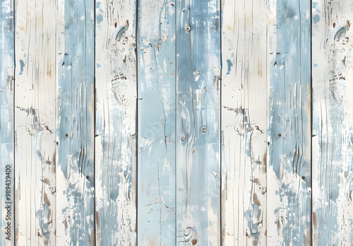 Distressed Light Blue & White Wooden Background Texture