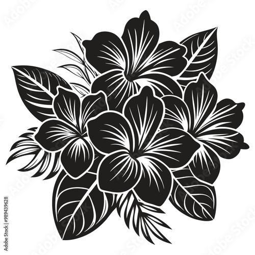 Black and white hawaiian flowers