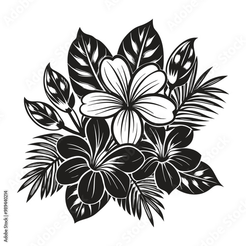 Black and white hawaiian flowers