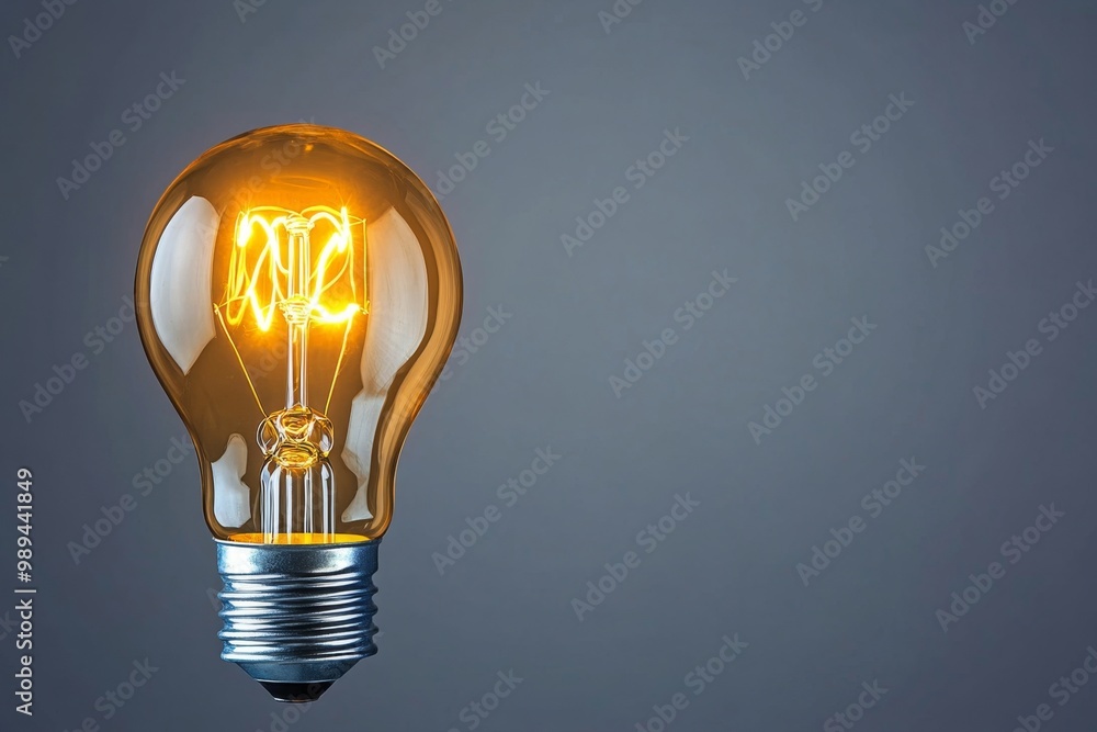 A close-up of a glowing lightbulb, suspended against a plain background, symbolizing energy and innovation in a simple form A close-up of a glowing lightbulb, suspended against a plain background, symbolizing energy and innovation in a simple form