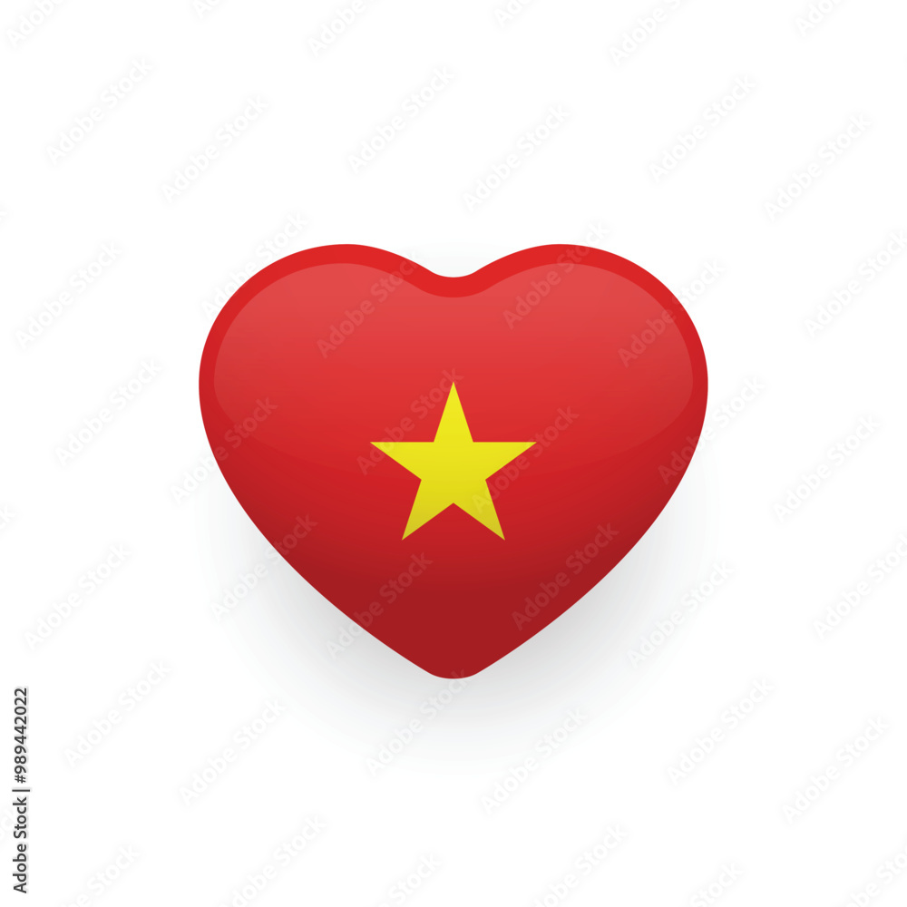 Vietnamese national flag in the shape of heart. Vietnam flag. Vector illustration.
Vietnamese national flag in the shape of heart. Vietnam flag. Vector illustration.