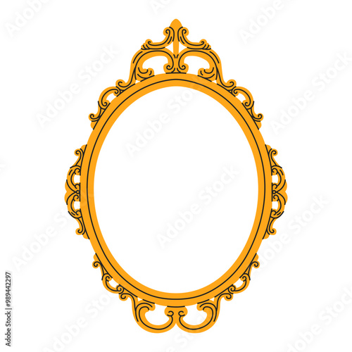 Vintage empty frame for art or picture. Flat vector illustration of decorative victorian frame.