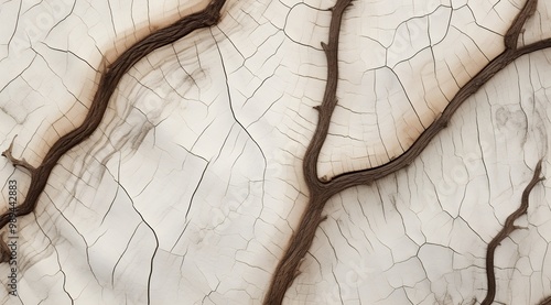 Intricate White Bark Texture with Brown Veins