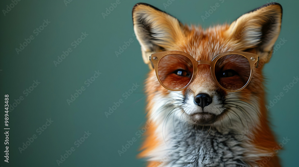 Obraz premium Cool Fox with Sunglasses - Realistic Image