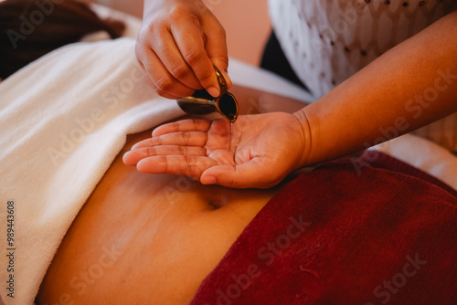 Spa massage on the stomach