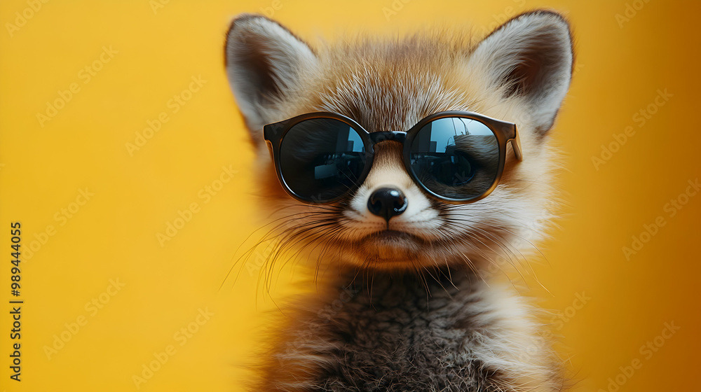 Cute Fox Wearing Sunglasses - A Photo Cute Fox Wearing Sunglasses - A Photo