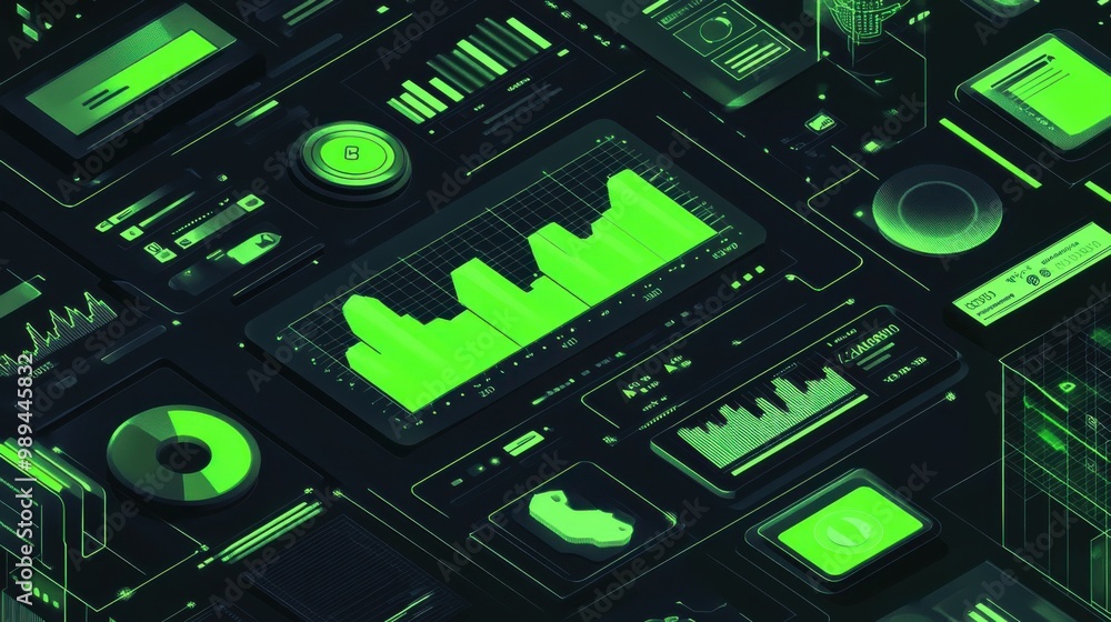 The concept of Agile Metrics in neon green and charcoal gray colors The concept of Agile Metrics in neon green and charcoal gray colors