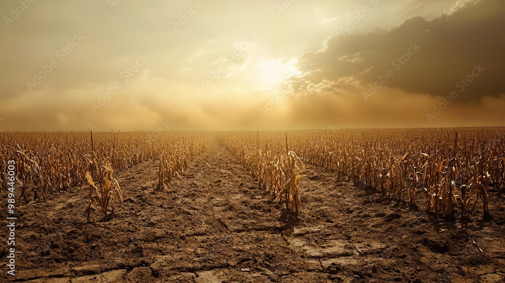 custom made wallpaper toronto digitalhauntingly beautiful droughtstricken cornfield withered stalks under a blazing sun cracked earth distant dust storm on the horizon muted gold and brown color palette