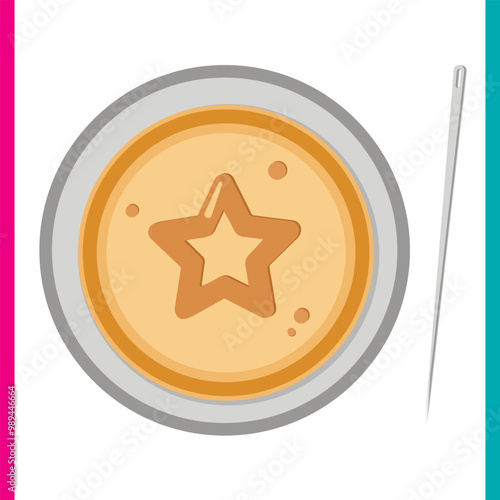 Honeycomb toffee, dalgona Squid Game. Candy circles with star in the middle. Vector illustration