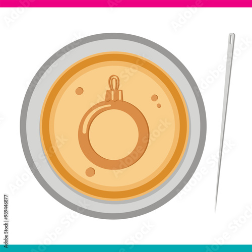 Honeycomb toffee, dalgona Squid Game. Candy circles with christmas ball in the middle. Vector illustration