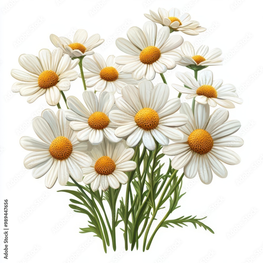 A beautiful bouquet of daisies in full bloom, showcasing vibrant white petals and yellow centers, perfect for floral arrangements, white background A beautiful bouquet of daisies in full bloom, showcasing vibrant white petals and yellow centers, perfect for floral arrangements, white background