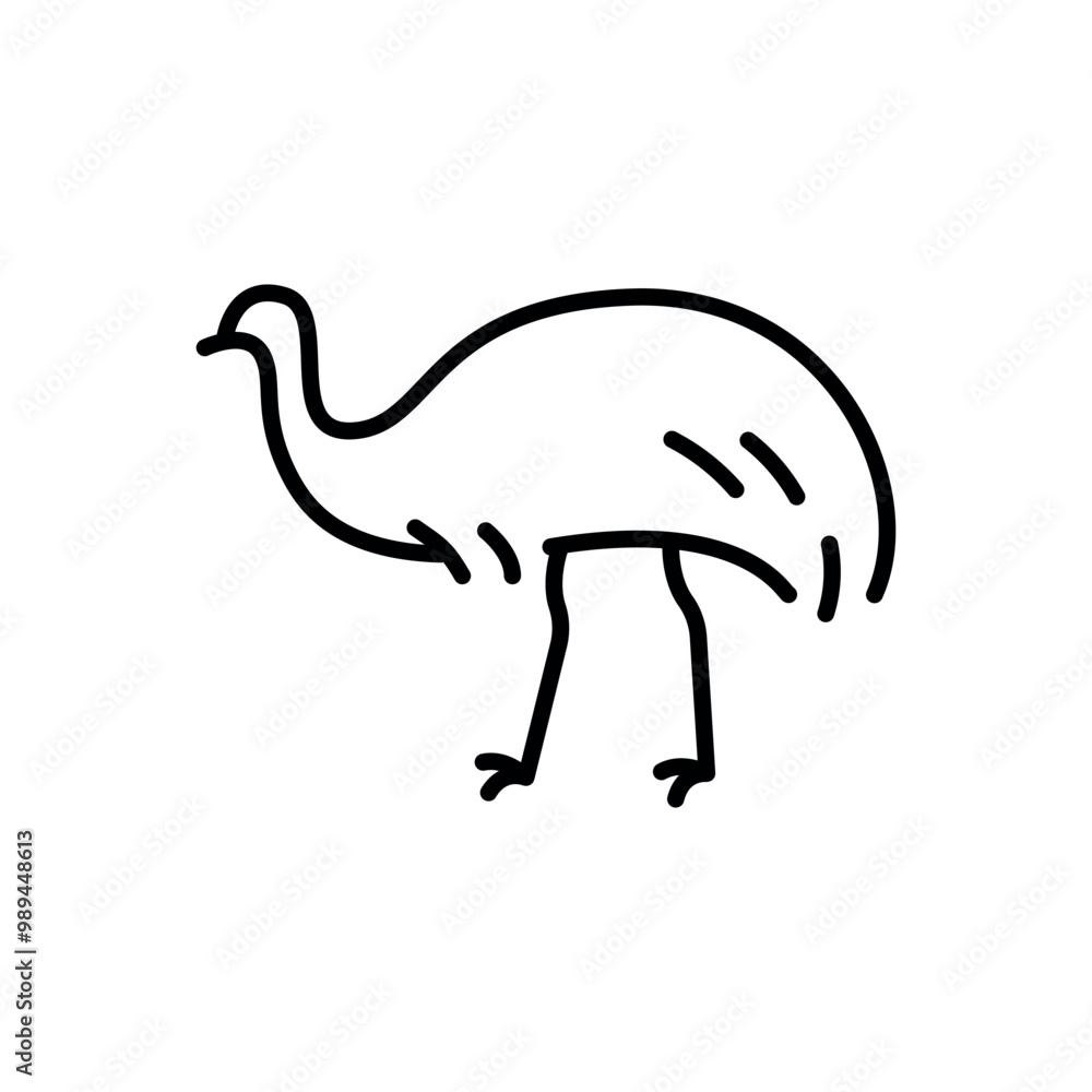 Australian ostrich Emu black line illustration. Animals of Australia. Australian ostrich Emu black line illustration. Animals of Australia.
