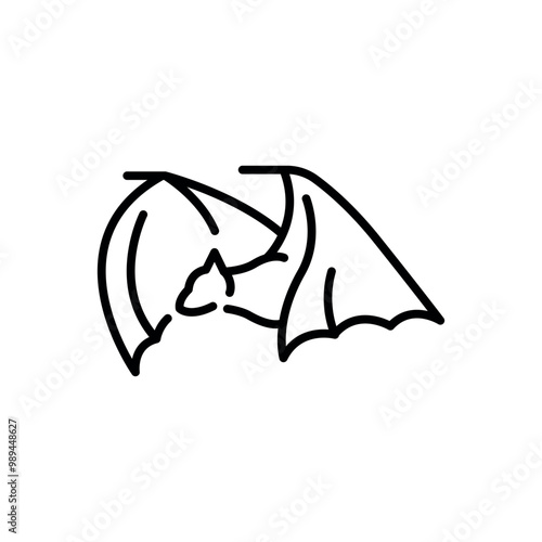 Australian flying fox black line illustration. Animals of Australia.