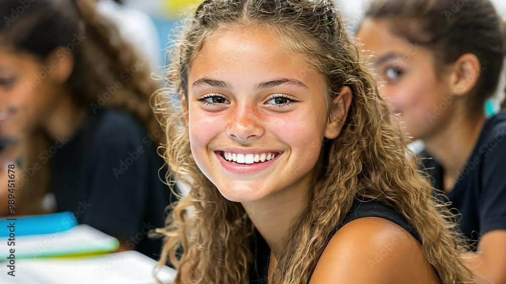 A group of young girls participates in a summer learning program, showcasing laughter and engagement as they work on classroom activities together. A group of young girls participates in a summer learning program, showcasing laughter and engagement as they work on classroom activities together.