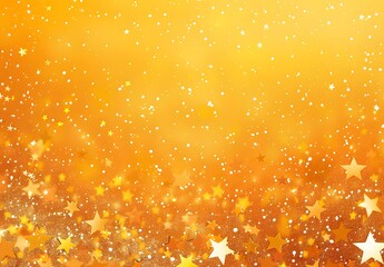 Golden Stars Falling on Orange Background