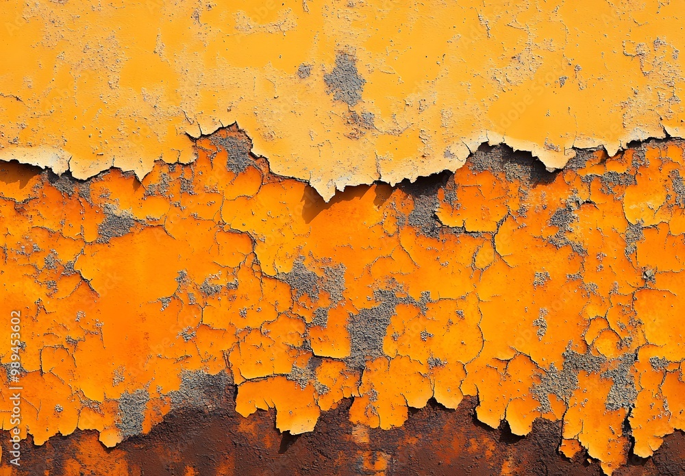 Obraz premium Orange Rusty Metal Texture With Cracked Paint