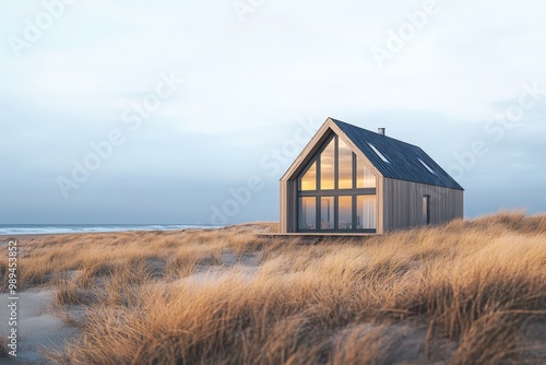 Small wooden barn house