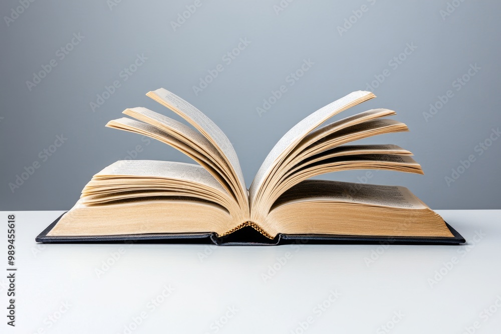 An open book on a clean white surface, with a single page turned, symbolizing the simplicity and beauty of knowledge An open book on a clean white surface, with a single page turned, symbolizing the simplicity and beauty of knowledge