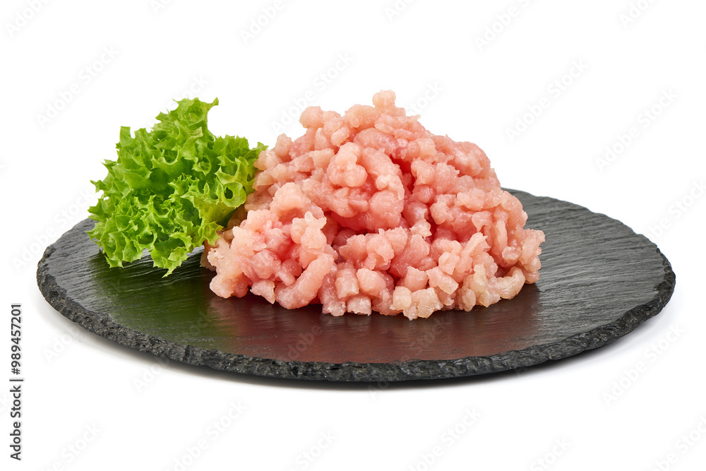 Fresh pork minced meat, isolated on white background Fresh pork minced meat, isolated on white background