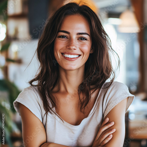 woman smiling with crossed arms Free Download woman smiling with crossed arms - GFXLoad