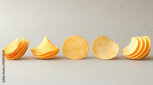 Collection of tasty cut out potato chips