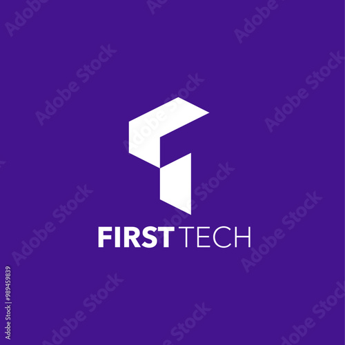 blue it tech company logo modern with letter t