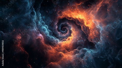 Cosmic fractal abstract background with swirling nebula