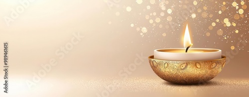 Elegant gold and white Diwali greeting with glowing patterns and subtle textures for a luxurious design   Luxury theme, Diwali greeting